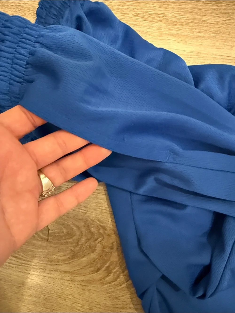 Nike Blue Athletic Shorts with Black Swoosh and Yellow Accent